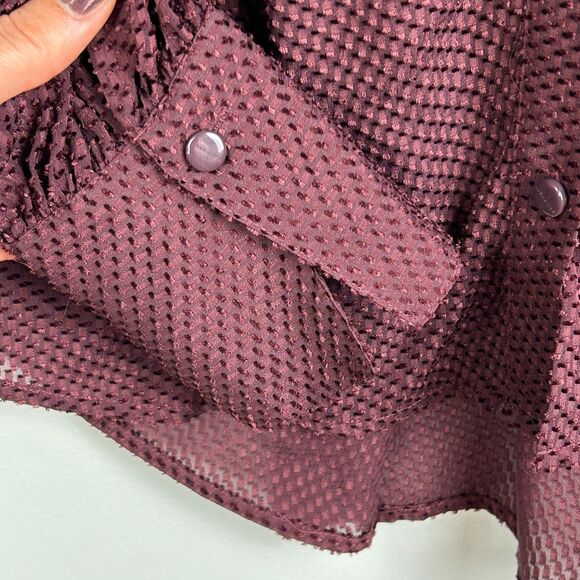 Equipment Femme Corbette Blouse in Aubergine Bis Silk Button Up Fil Coupe Top M - Picture 6 of 12